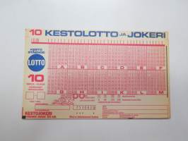 Lottokuponki - Lotto 10 Kestolotto ja Jokeri nr 7530820 -Lotto / lottery-coupon