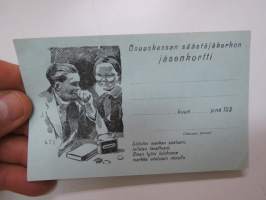 Osuuskassan säästäjäkerhon jäsenkortti / membership card to a savings club