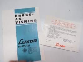 Luxor ES-525 / 523 Stereoskivspelare bruksanvisning - instructions in english, german, french & spanish -levysoitin, käyttöohjeet viidellä kielellä - ei suomi