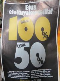 Etua elokuvakorteilla - Bonnie 100% - Clyde 50% -elokuvajuliste / movie poster