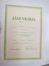 Hankkija-Maatalousosuuskunta Salon seutu - jäsenkirja nro 470 U.Ä. - liittymismaksu 100 mk -membership certificate of agricultural co-op