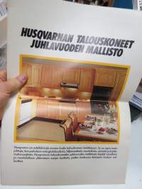 Husqvarna kotitalouskoneet 1983 -myyntiesite / brochure in finnish