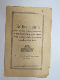 Kiitos Laulu Niistä suurista eduista, Wapaudesta ja Kansallisoikeuksista, joita Suomen kansa on wiime aikoina saawuttanut Suurlakon aikana 1905