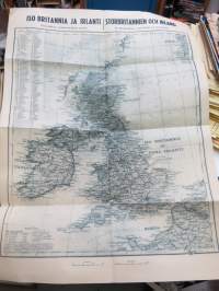 Iso Britannia ja Irlanti Yleisradion sotakatsauksia varten- Storbritannien och Irland för Rundradions översikter av krigsläget -sotatilannekartta
