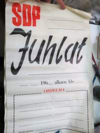 SDP Juhlat -juliste, käyttämätön, vuodelta 1963 -unused political party poster