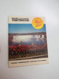 View-Master Reel list / mainosesite koneista ja kiekoista, englanninkielinen