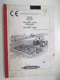 Väderstad Galant sarja NZG 600 - 1100, Exklusiv sarja 500 - 1100 Äkeet valmistusnr. 13 000- Käyttöohjeet & varaosaluettelo -Instructions & parts in finnish