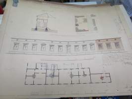 Ritning öfver tillbyggnad... Ryska kyrkogatan & Hantverkaregatan (Yliopistonkatu & Käsityöläiskatu, Turku) -rakennuspiirustukset v. 1891, piirtänyt Aug. Helenius
