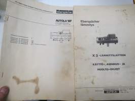 Eberspächer X2 -lämmityslaitteen käyttö-, asennus- ja huolto-ohjeet, 2 eri julkaisua -heater manuals in finnish