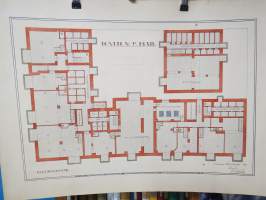 Rakennuspiirustus Turku; 2b, 13. VII, arkkitehti Onni Kaisla, Wenäjänkirkkokatu (Yliopistonkatu) / Käsityöläiskatu kulma, kellarikerros -drawings