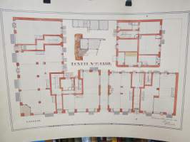 Rakennuspiirustus Turku; 2b, 13. VII, arkkitehti Onni Kaisla, Wenäjänkirkkokatu (Yliopistonkatu) / Käsityöläiskatu kulma, 1. kerros -drawings