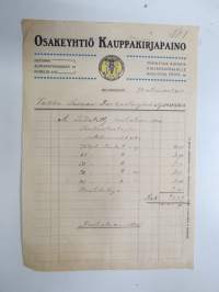 Osakeyhtiö Kauppakirjapaino - Helsinki / Vakka-Suomen Tarkastusyhdistys, 1.11.1911 -asiakirja / business document
