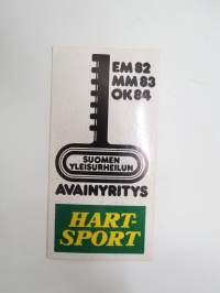 Hart Sport - Suomen yleisurheilun avainyritys - EM 82, MM 83, OK 84 -tarra / sticker