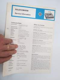 Telefunken Service Information M 501 -huolto-ohjeet, piirikaavio, ym.