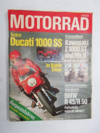 Motorrad 1979 nr 4, Tuning Ducati 1000 SS, Doppeltest Kawasaki Z 1000 ST und Mk II, Kette oder Kardan, BMW R 45/R 50 usw. -moottoripyörälehti