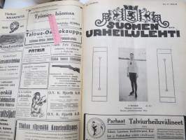 Suomen Urheilulehti 1915-16 - 19. vuosikerta, sidottu kirjaksi, sisällysluettelo näkyy kohteen runsaista kuvista -sports magazine, annual volume