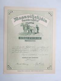 Maanviljelijäin Osakeyhtiö, Lapua, 1942, 1 osake 1 000 mk -osakekirja / share certificate