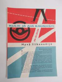 Kulje ja aja kauniisti -viikko - Hyvä liikennöijä - 24.-31.10.1959  -40-vuotisjuhlaansa vietävä AK tervehtii sinua - Osta aina Ford -esite