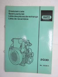 Hatz Diesel 2 G 30 Eratzteil-Liste - Spare Parts List - Liste des piéces de rechange - Lista de recambios -varaosaluettelo
