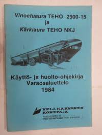 Teho 2900-15 vinoetuaura, Teho NKJ kärkiaura - Käyttö- ja huolto-ohjekirja + varaosaluettelo 1984 -operating and service instructions, parts catalog for snow plough