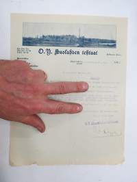 Oy Suolahden tehtaat, Suolahti, 2.5.1922 -asiakirja / business document