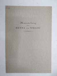Minnesteckning över Hanna von Wright