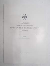 Matrikel över medlemmarna i Johanniter-Ridderskapet i Finland 1969