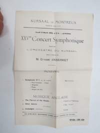 Kursaal de Montreaux Saison 1912-1913, Jeudi 3 Avril 1913 XXVme Concert Symphonique... direction de M. Ernest Ansermet -programme / kylpylän sinfoniakonserttiohjelma