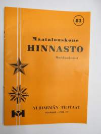 Maatalouskonehinnasto nr 61 muokkauskoneet - Ylihärmän Tehtaat -farm equipment catalog