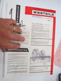 Wärtsilä 1959 Niittokone 6`B, Heinäharava 36 p, perunannostokone -myyntiesite