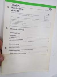 Audi 80 Korjausohjeet nr 7; Virtapiirikaaviot, sähkölaitteiden vianetsintä ja sijainti vuosimallista 1992 alkaen / repair manual, in finnish