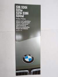 BMW 518, 520i, 525e, 525i, 528i, 524td  Farben Polster - Colour and upholstery - Coloris et garniture - Colores e interiores - Colori ed interni - Färg och klädsel