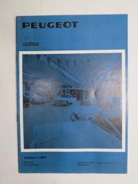 Peugeot Uutisia 1969 nr 1, Peugeot-autojen kokoonpanotehdasta suunnitellaan Suomeen, Talviautoilu, Peugeot-keskus Jyväskylä, Pörhön autoliike Oulu, ym.