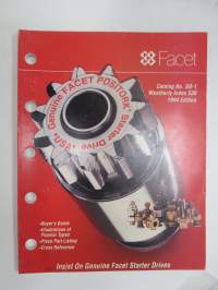 Facet (positork) starter drives -starttimoottorit, kuvitettu varaosaluettelo ja korvaavuudet