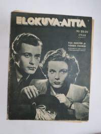 Elokuva-Aitta 1944 nr 23-24, Kansikuva Eija Karipää & Veikko ItkonenSuviyön salaisuus, Annikki Arni, Ristikon varjossa, Musta Hurmio, Suomisen Olli rakastuu, ym.