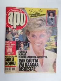 Apu 1995 nr 18, 5.5.195, Prinsessa Diana, Saku Koivu, Esko & Kirsti Aho, Lenita,Olli Joki, Lakkautettujen sota-ajan järjestöjen papereita esiin maan alta, ym.