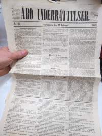 Åbo Underrättelser, torsdagen den 27 Februari 1862, Gaslysnings-aktiebolaget, Maskerad i f.d. Borgerliga klubbinrättningslokal, runsaasti uutisia ja ilmoituksia