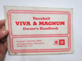 Vauxhall Viva & Magnum 1974 handbook -käyttöohjekirja, englanninkielinen