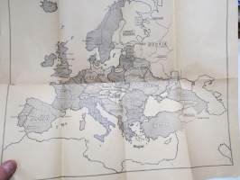 Eurooppa ja Venäjä -karttapohja, valtiot ja alueet esitetty erilaisin viivoituksin