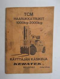 TCM (Toyo Umpanki Co.) Haarukkatrukit 1000-2000 kg tyyppimerkinnät FG 1011, FG 1411, FG 15, FG 2011 -käyttöohjekirja