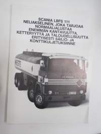 Scania LBFS 111, kansikuvan auto Toikan Auto - Vehkalahti REJ-327 -myyntiesite / sales brochure