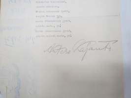 Isänmaa -sanoitus, koneella kirjoitettu teksti, allekirjoitus 