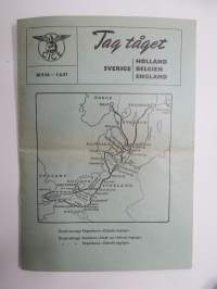 Sverige - Holland / Belgien / England / Tag tåget, 30.9.1956-1.6.1957 -tidtabell / rautateiden aikataulu / train timetable