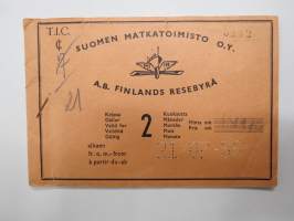 Suomen Matkatoimisto 3112, Tanska, Ruotsi matkalippuja -rautatielippu / railway tickets