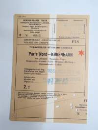 Paris Nord - Köbenhavn - Nordisk-Fransk trafik, 19.8.1961 -rautatielippu / railway ticket