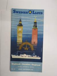 Swedish Lloyd England-Sweden-England 1955 -aikataulu / timetable