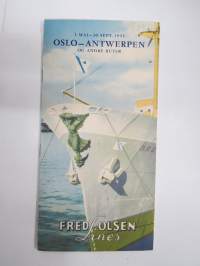 Fred. Olsen Lines Oslo-Antwerpen og andre ruter 1953 -aikataulu / timetable