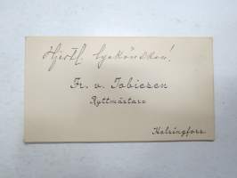 Fr. von Tobiesen - Ryttmästare -onnittelukortti