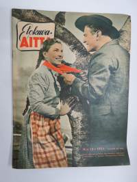 Elokuva-Aitta 1951 nr 15, Kansikuva Rauni Ikäheimo & Tauno Palo, Thrillereitä, Korppikotkat eivät lennä, Clark Gable, Tähtikuvasto Marie Dressler - Katharine Hepburn