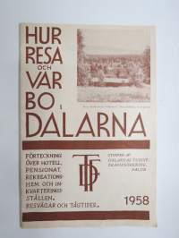 Hur resa och var bo i Dalarna 1958 -matkailuesite / kartta - travel brochure / tourist map
